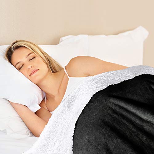Dream Lab Soft Sherpa Reversible 15Lb Weighted Blanket With Removable & Washable Cover, Charcoal/Ivory, 48"" X 72""" #TOP2