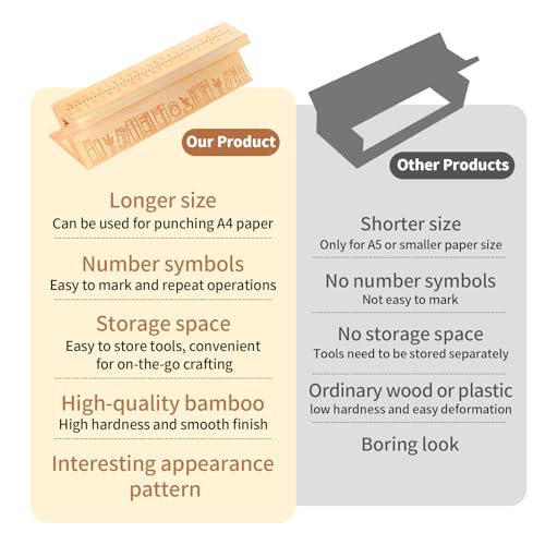 Kits de encadernação de livros de bambu com furador, suporte de encadernação de livros, ferramentas