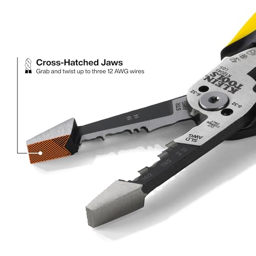 Image of Klein Tools K12045 Heavy-Duty Wire Stripper, Slim-Forged Design, Self-Opening Wire Stripping Tool, Electrical Pliers with Shear Cutter, Cable Stripper Tool