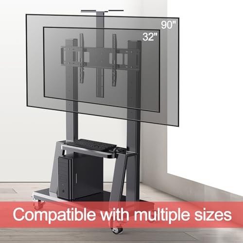 Soporte móvil para TV ajustable con doble estante miniatura 2