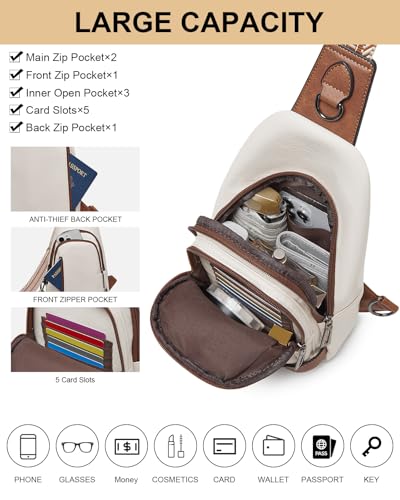 08 Beige with Brown Sling Bag + Beige with Brown Small Crossbody Bags for women3