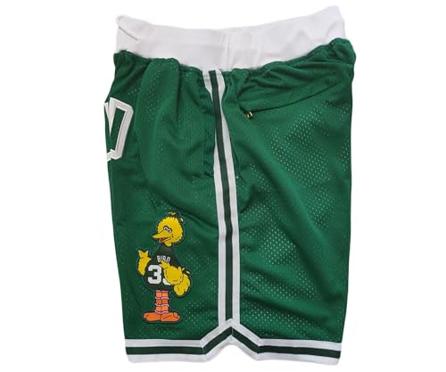 Big Bird #33 Green Retro Basketball Shorts Mesh Quick Dry Sports Basketball Short with Pockets3