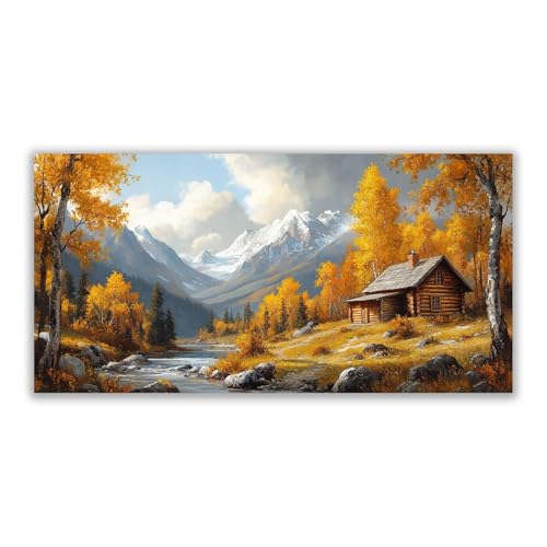 Toile arbres de montagne d'automne pour décoration salon et chambre