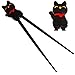 Happy Sales HSTC-LKCBLK, Training chopsticks for beginners right or left handed, Black Cat