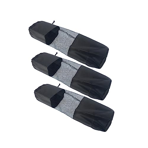 Mikinona 3Pcs Multifunctional Mesh Storage Bags Lightweight Black Roller Sports Bag for Camping Travel Gym Breathable Drawstring Design for and Easy Organization