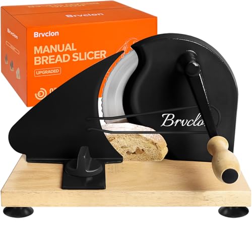 Brvclon Manual Bread Slicer Adjustable Thickness, Hand Crank Bread Slicer for Homemade Sourdough...