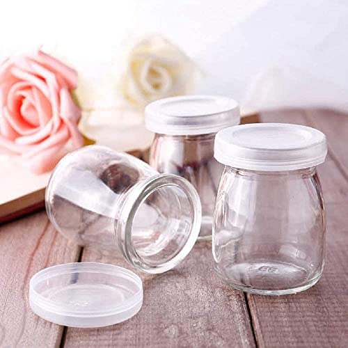Image of Glass Food Storage Containers with Airtight Bamboo Lid, Coffee Storage Jars for Home Kitchen, Pantry Tea, Spices, Snack (PUDDING JAR SET OF 12, 100 ML)