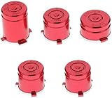 Aluminium Alloy Metal Bullet Button ABXY Button + Guide Button Mod Kit for Xbox one Controller (Red)