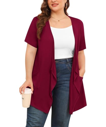 Image of TIANZHU Plus Size Cardigan for Women Lightweight Short Sleeve Summer Dressy Light Cardigan