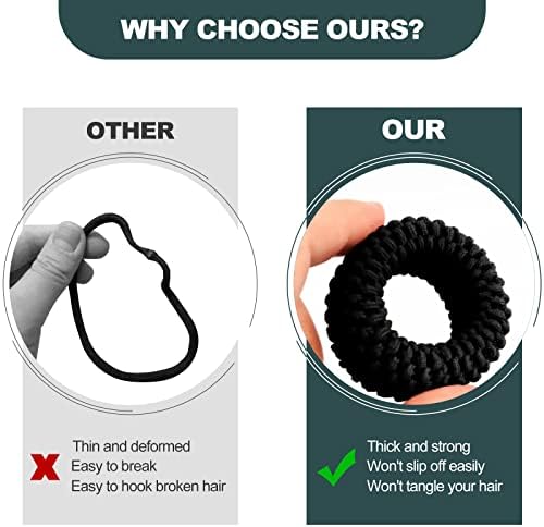 Hanyousheng 16 Pcs Thick Cotton Hair Bands, Seamless Hair Ties, Thick Stretchy Ponytail Holders Elastic Hair Bobbles, No Crease No Slip Hair Band for Women,Girl,Thick Heavy and Curly Hair