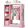 kids Armoire with Jewelry Cabinet Dress up Storage with Mirror and Shelves