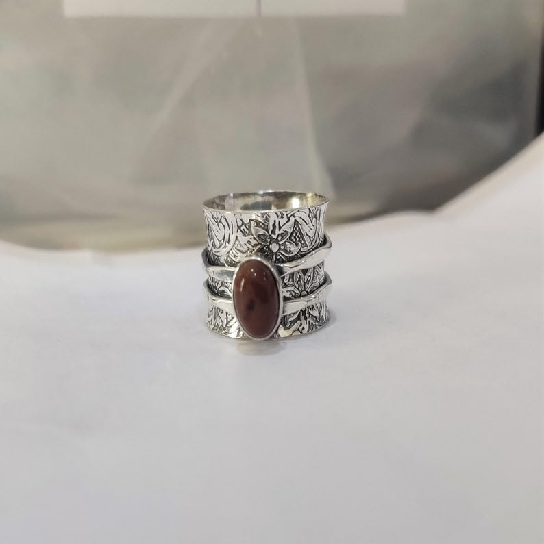 Mahogany Obsidian Spinner Ring 925 Sterling Silver Fidget Handmade Meditation Worry Beautiful Wedding Band Ring Band Excellent Ring Gift For Her Fidget ring Stress Relief |LK_PCSB_31952
