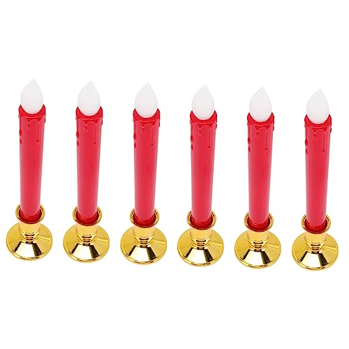 NUOBESTY 6pezzi Candele Led Coniche Senza Fiamma Candele Finte Antigoccia Batteria Per Decorazioni Luminose Interne Ed Esterne