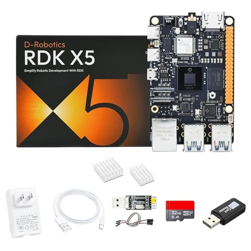 WayPonDEV D-Robotics RDK X5 AI Robot Development Board, LPDDR4 4GB/8GB RAM - 8X A55@1.5GHz CPU 10TOPS BPU 32GFlops GPU, for AI Development ROS Deep Learning Robotics Applications (KIT,4GB RAM)