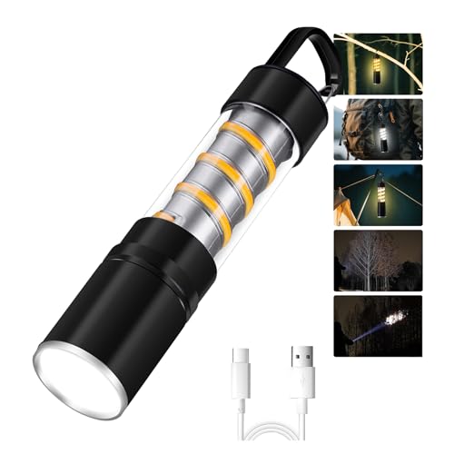 MAGICYOYO 3 in 1 Portable Camping Light with Hook, 5 Adjustable Levels for Outdoor Camping/Mountaineering/Cycling, 1200 mAh USB-C Recharged Outdoor Lamp LED Light for Hiking, Emergency, Adventure