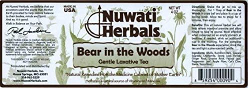 Nuwati Herbals Bear in The Woods - Gentle Laxative - Herbal Tea, 4 oz.