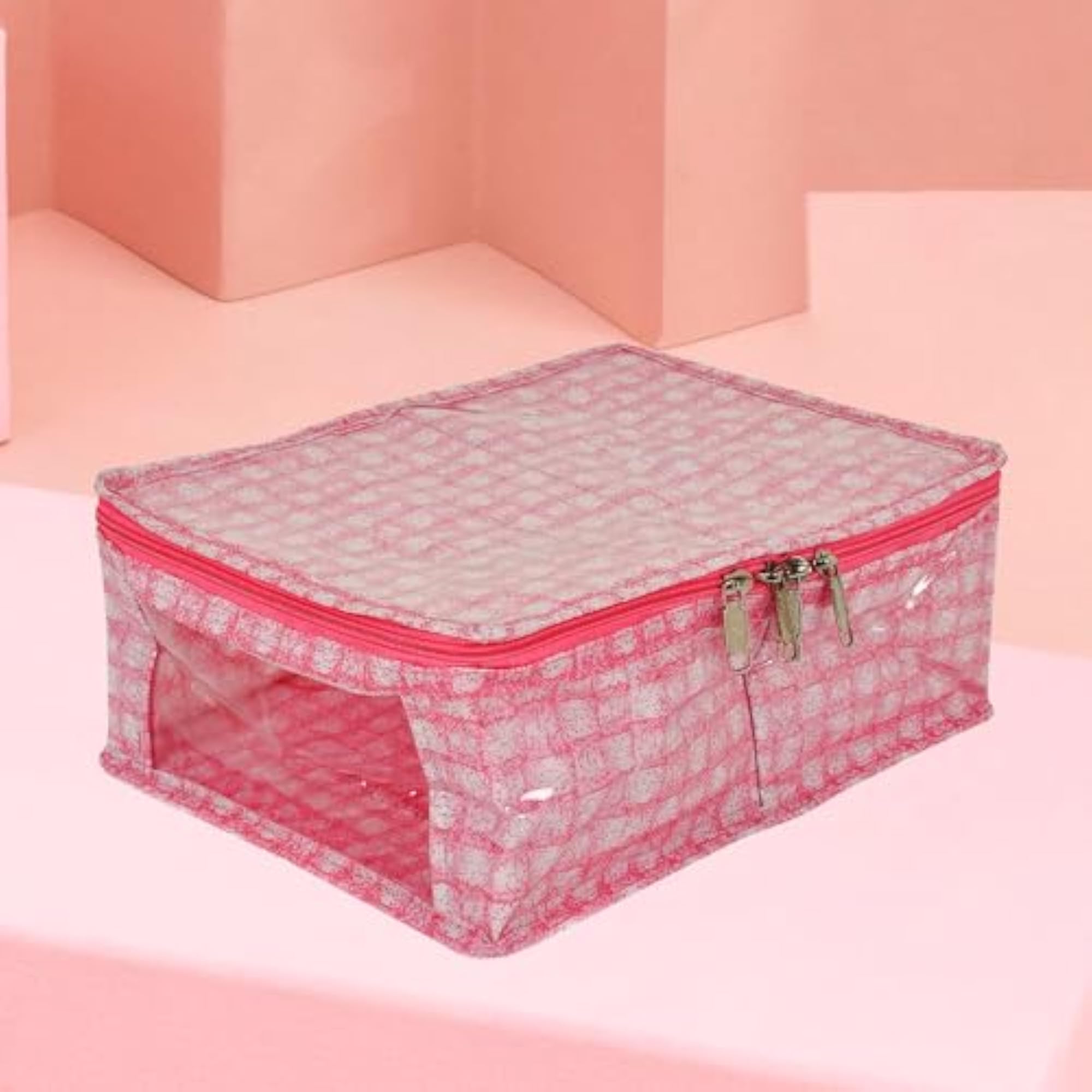 PVC Coated Check Design Innerwear Bag, Travel Toiletry Kit
