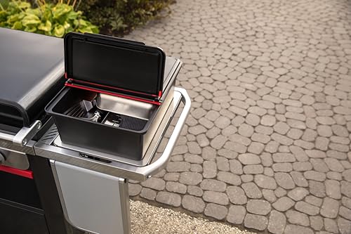 Weber Works Outdoor-Aufbewahrungsbox / Zubehör Works Seitentische, Wetterfestes Design, Klappdeckel, Aus strapazierfähigem Kunststoff, 16,5 x 37 x 48,5 cm