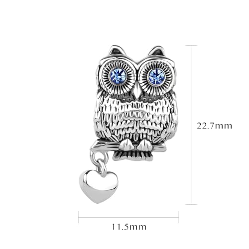 Abalorio de búho compatible con Pandora charm de metal sin gemas 3