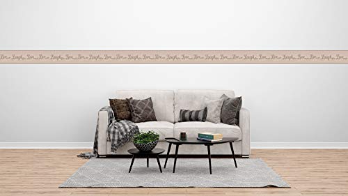 Dundee Deco Ddazbd9005 Peel And Stick Wallpaper Border - Retro Sepia, Beige Live, Love, Laugh Wall Border Retro Design, 15 Ft X 7 In (4.57M X 17.78Cm), Self Adhesive #TOP2