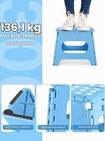 HOUSE DAY Klapphocker faltbar 27 cm, Rutschfester Hocker Klappbar, Hellblau – Ansicht 4