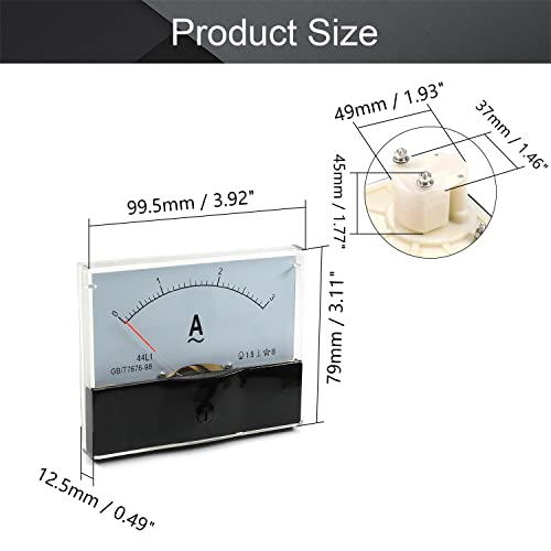Image of Fielect AC 0-3A Analog Current Panel 44L1 Amp Ammeter Gauge Meter 1.5 Accuracy for Auto Circuit Measurement Tester