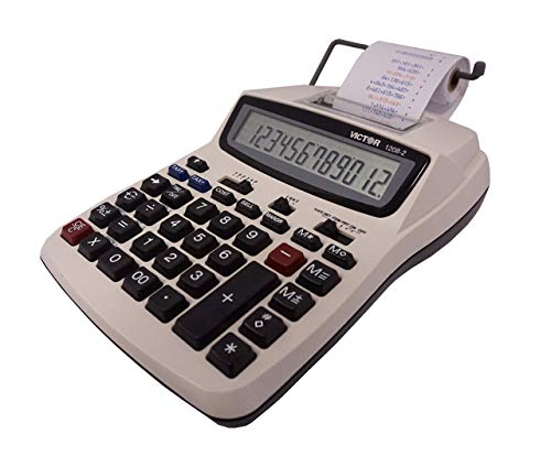 Victor Calculadora de impressão, 1208-2 Máquina de adição compacta e confiável com visor LCD de 12 d