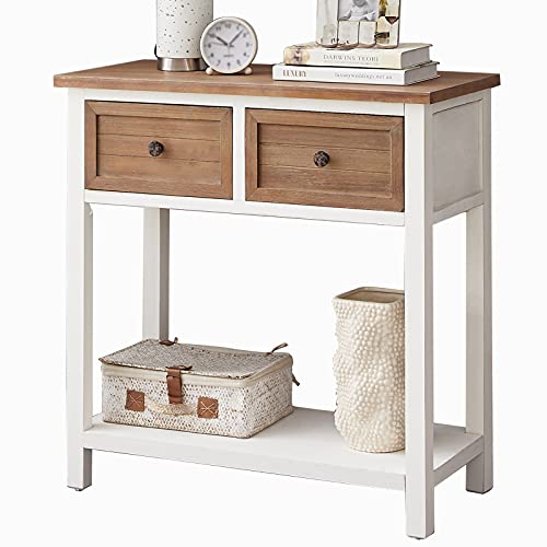 DYH Console Table with Drawers, Farmhouse Sofa Table for Living Room/Hallway, Narrow Wood Entryway Table with Storage Shelf