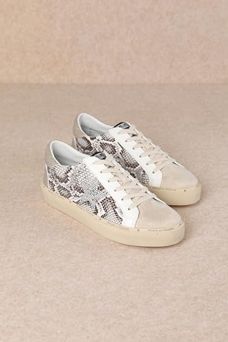 Image of Mi.iM Gaby Rubber Sole Lace-up Snake Print Suede Star Sneakers (Snake, US Footwear Size System, Adult, Women, Numeric, Medium, 11)