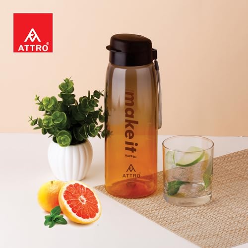 Image of ATTRO Sip Star Plastic Water Bottle - 1000ml, Orange, BPA Free, Leak-Proof, Durable Sports & Travel Bottle, Ideal for Gym, Office, School, Outdoor & Daily Use