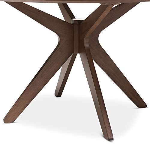 Baxton Studio Monte Mid-Century Modern Walnut Wood 47-Inch Round Dining Table, "Walnut" Brown