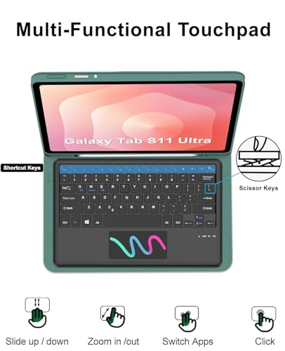 Image of Touch Keyboard Case for Samsung Galaxy Tab S11 Ultra 14.6 inch 2025, Galaxy Tablet S11 Ultra Case with S Pen Holder, Magnetic Detachable Smart Tablet Keyboard Cover with Touchpad, Auto Sleep /Wake