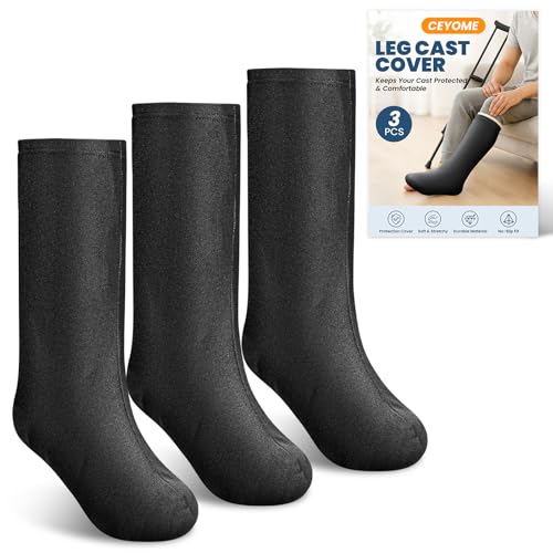 3 Pcs Leg Cast Cover for Men & Women Below-the-Knee Cast Sock Sleeve Breathable Plaster Stocking Protective Sleeve for Keeping Casts Clean and Protected During Daily Wear (Black)