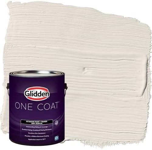Glidden Exterior Paint + Primer: White/Ash, One Coat, Flat, 1 Gallon