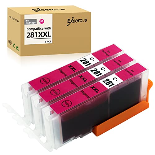 Image of CLI281 CLI-281 XXL Magenta Ink Cartridge Replacement for Canon CLI-281XXL Magenta Work with Canon PIXMA TR7520 TR8520 TS6320 TS8120 TS8320 TS9120 (3X CLI-281XXL M)
