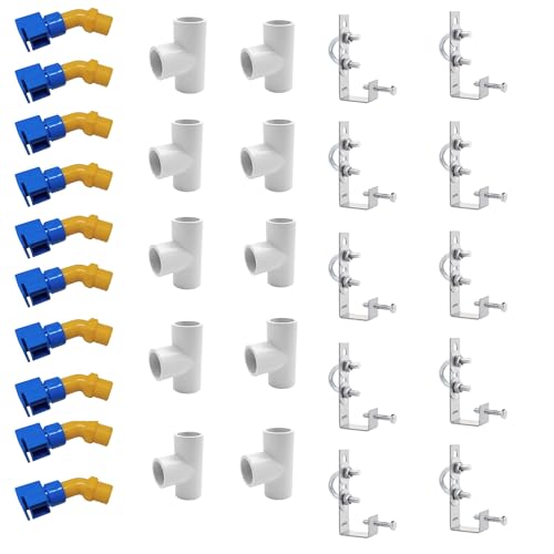 Image of Solar Panel Cleaning Kit with Sprinkler System | 30-Piece Set | 1 /2 Inch PVC Water Spray Nozzles, Tee Connectors & L-Type Clamps | Automatic Solar Panel Washing System