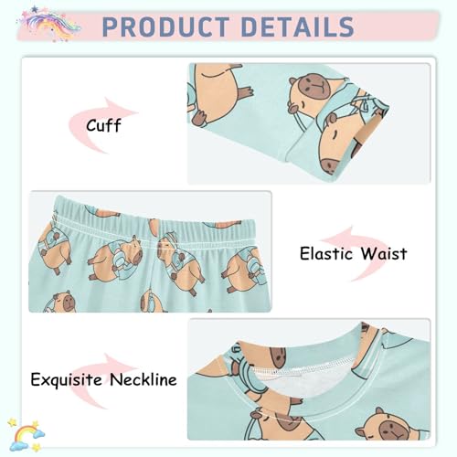 Pajama Sets Long Sleeve Cute Animal Sleep Pattern Soft Comfy Sleepwear 2 Piece PJS 3-8T4