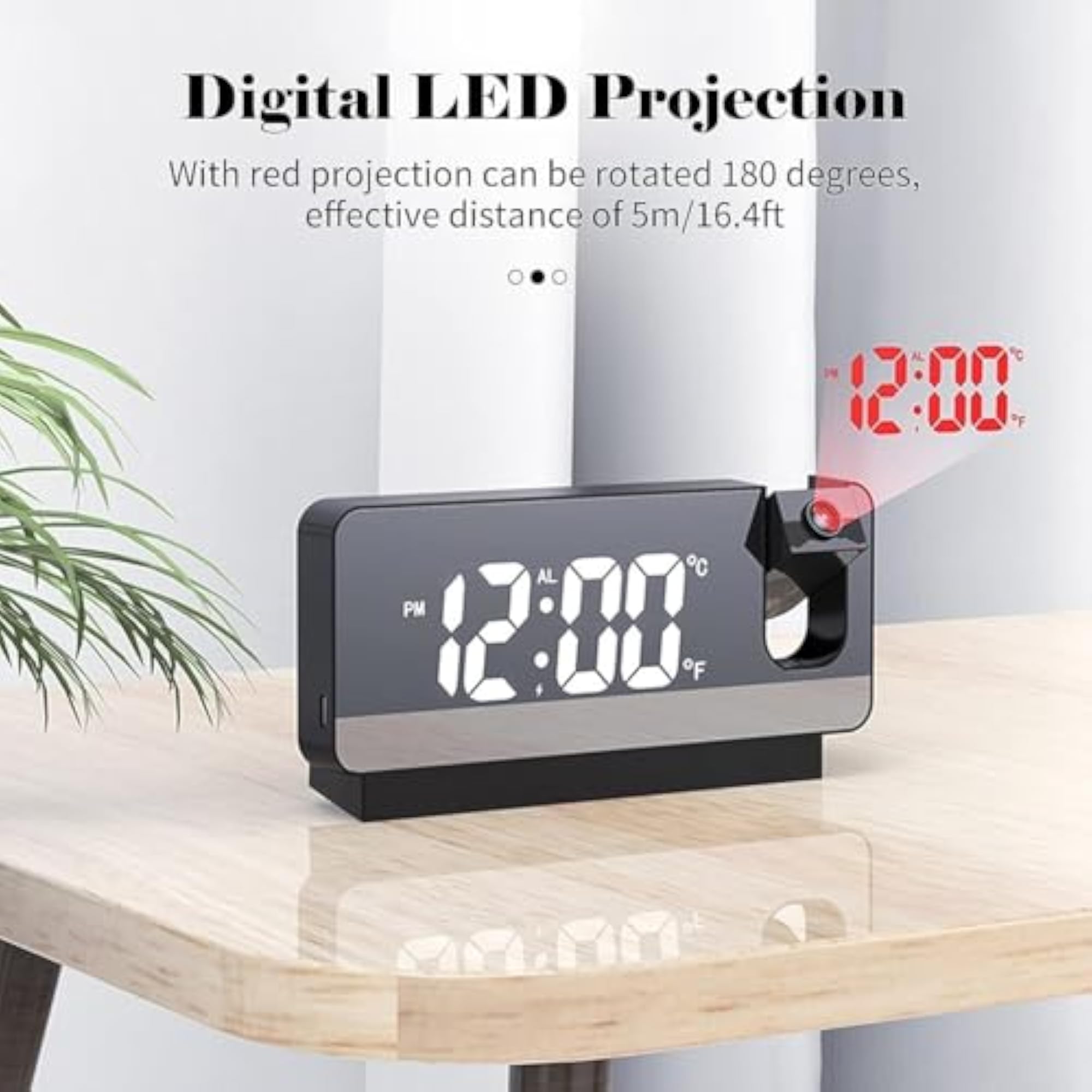 Projector LED Display Digital Projection Mute Mirror Clock