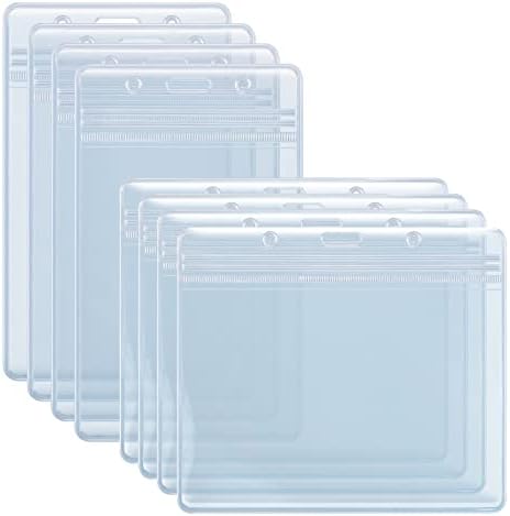 8PCS ID Badge Holder, Vertical & Horizontal ID Card Holders, Premium Clear Plastic ID Holders for Badges, Resealable Zip, Card Protector Water-Proof for Work ID Card, Name Tag, Driver License