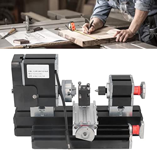 Mini kit de torno, 60 W 12000 RPM Micro Torno de alta potência Torno giratório de metal, Torno girat