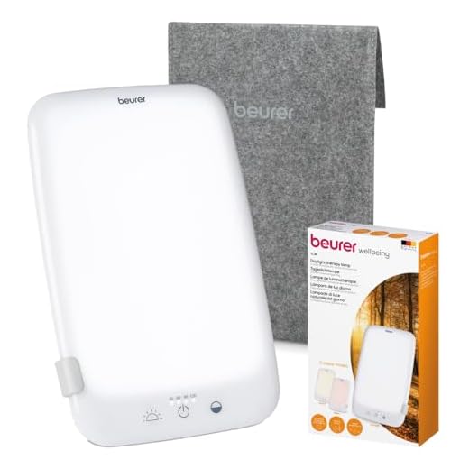 Beurer TL 35 Tageslichtlampe, Simulation von Tageslicht, mit 3 Farbtemperaturen für einen geregelten Tages-Nacht-Rhythmus, 10.000 Lux, Medizinprodukt, abnehmbarer Standfuß, mit Dimmer, Weiß