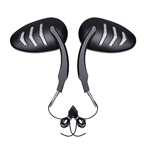 Motorcycle Rearview Side Mirror with LED Turn Signal Light For Harley Dyna Street Bob Super Glide Wide Glide Road King 14-up 2019 (Black)