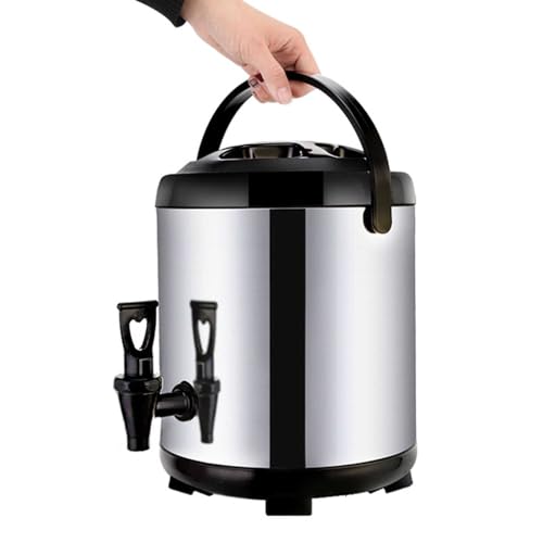 Dispensador de bebidas aislado de acero inoxidable con grifo, termo ideal para bebidas frías y calientes para café, té, jugo, leche y cerveza, perfecto para fiestas y catering