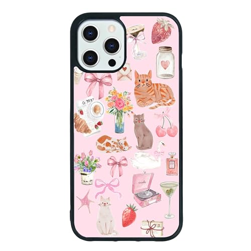 qizjio Coquette Bow Phone Case Shockproof Protective Cute Cat Cases for iPhone 12 Pro Max