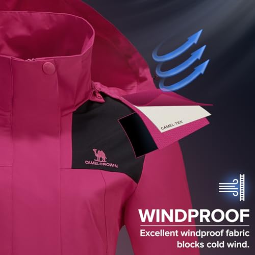 CAMELSPORTS Women's Rain Jacket Waterproof Hooded Windbreaker Windproof Lightweight Shell Raincoat for Outdoor Hiking3