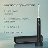 Philips Sonicare z serii 2100 – szczoteczka soniczna z 2 poziomami intensywności oraz funkcjami EasyStart, SmarTimer, 14 dni użytkowania, etui podróżne, czarna, model HX4023/02, [Nowy]