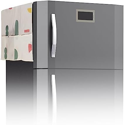 Refrigerator Dust Cover with Pockets – Kitchen Discovery – Protective Fridge Cover Makes Cleaning Appliance Tops Easy