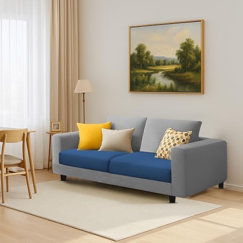 Image of Galib 2 Seater Sofa Set for Living Room (Blue Grey Fabric) Premium Fabric Sofa Set