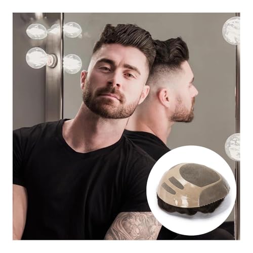 pelucas para hombres Peluquín for hombre de cabello humano, sistema capilar Base de 8x10 pulgadas, prótesis de cabello Mono fina(Light Ash Blonde)