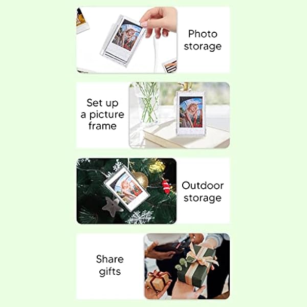 Cryfokt Mini футляр для 3-дюймовых фотографий из поликарбоната коробка для хранения фотокарточек с ручкой-шнурком идеальный подарок на день рождения и Рождество прозрачный с блестками